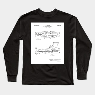 Ski Boots Patent - Snow Skier Skiing Lodge Art - White Long Sleeve T-Shirt